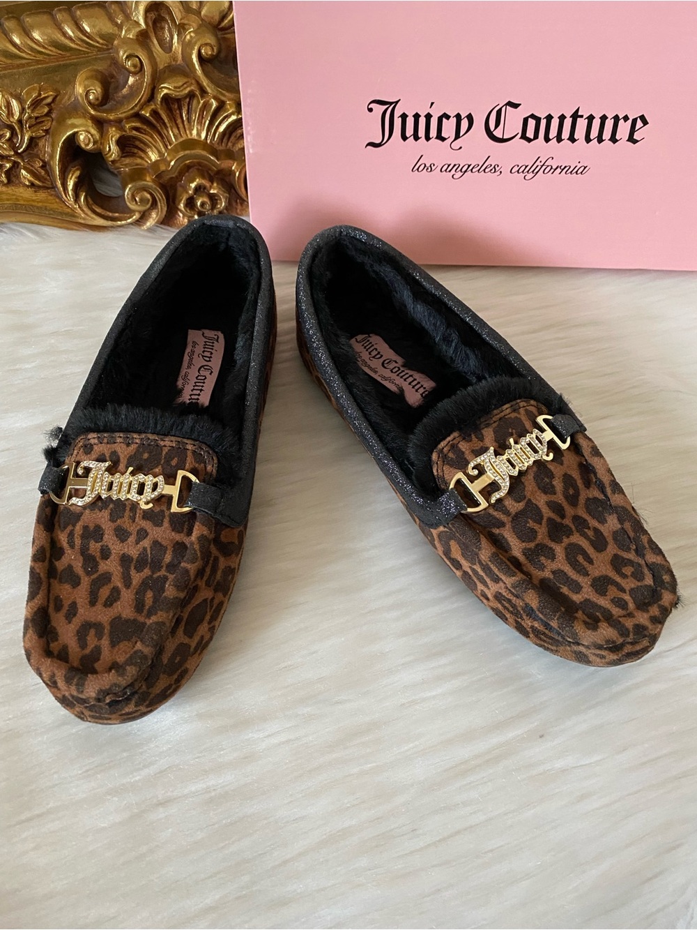Juicy Couture Animal Leopard Print Fuzzy Loafers